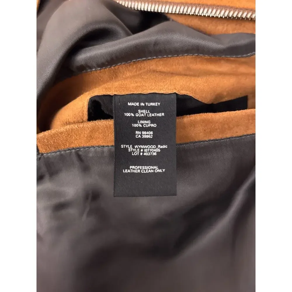 Theory Jacket Small Mens Wynwood Radic Tan Suede Leather Full Zip Bomber